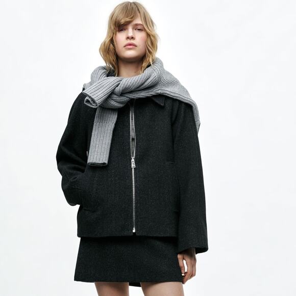 ZARA ZIPPERED WOOL BLEND JACKET ZW COLLECTION - Picture 1 of 10